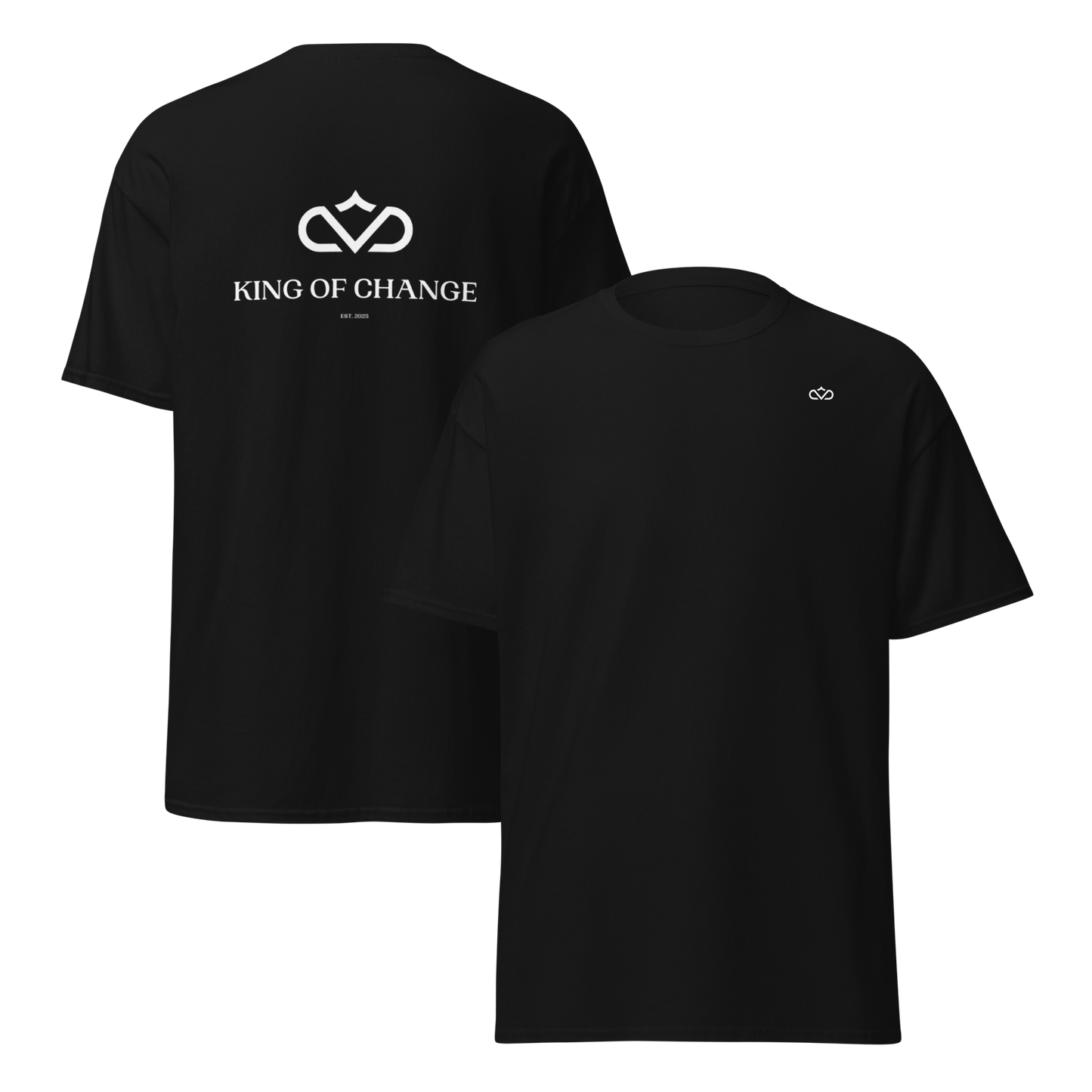 KING OF CHANGE ORIGINAL T-SHIRT BLACK MOCK UP FRONT & BACK