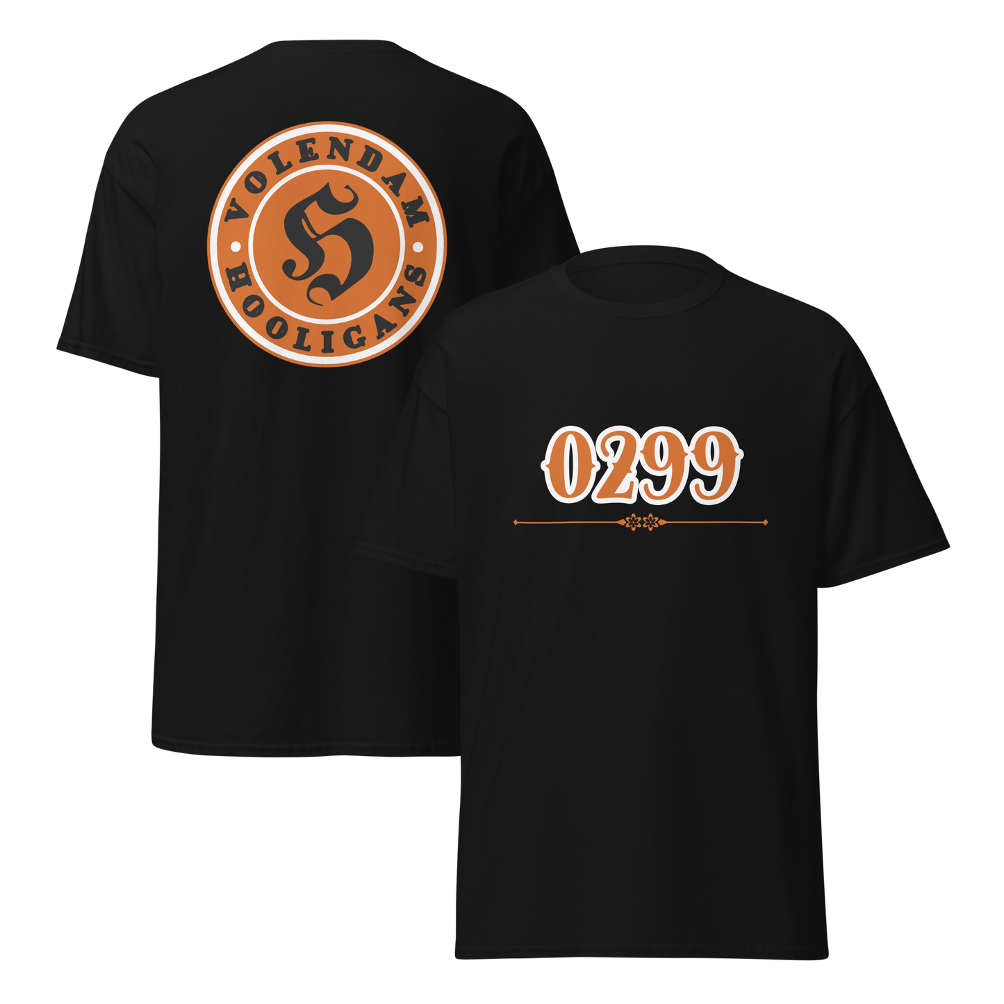 VOLENDAM HOOLIGANS T-SHIRT BLACK FRONT & BACK