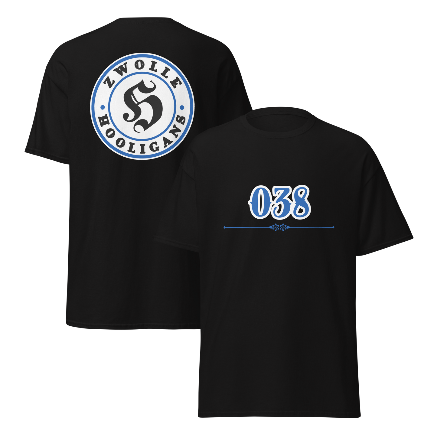 ZWOLLE HOOLIGANS T-SHIRT BLACK FRONT & BACK