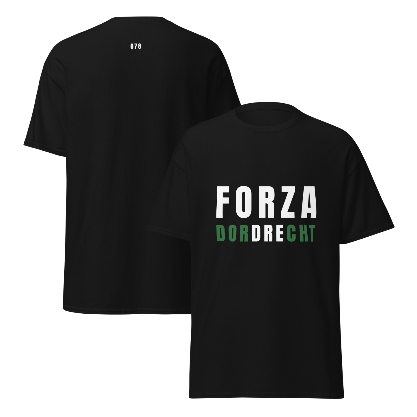 FORZA DORDRECHT T-SHIRT BLACK FRONT & BACK