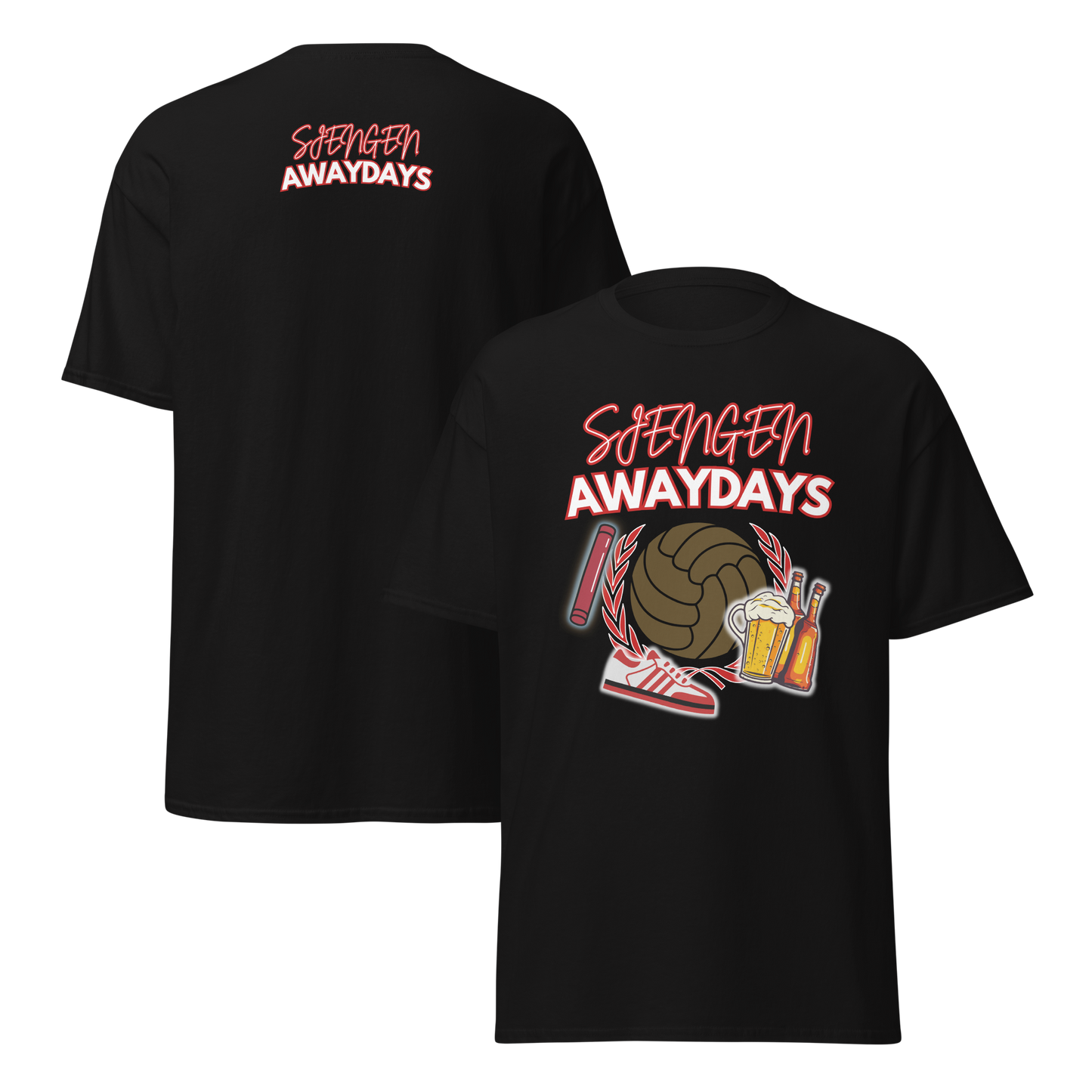 SJENGEN AWAYDAYS T-SHIRT BLACK FRONT & BACK