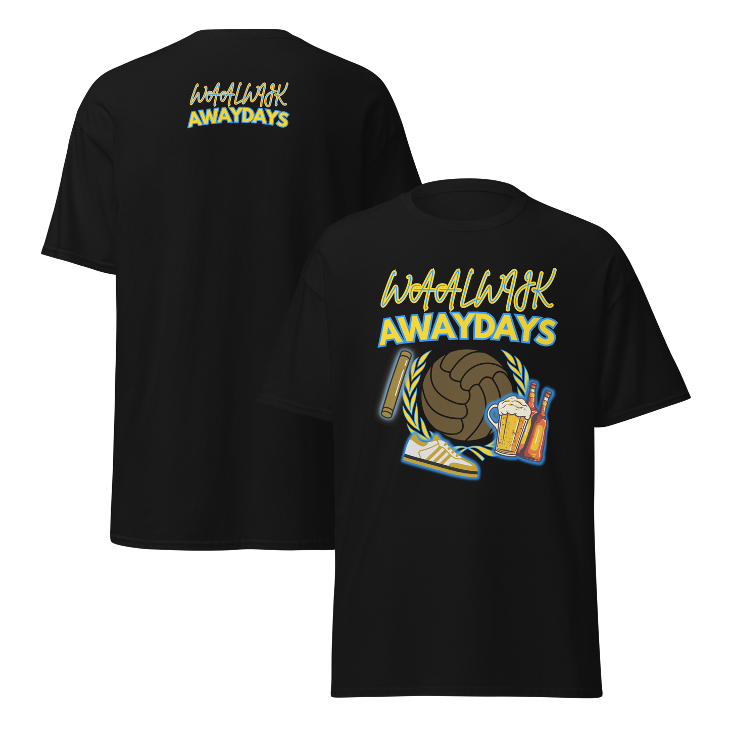 WAALWIJK AWAYDAYS T-SHIRT BLACK FRONT & BACK