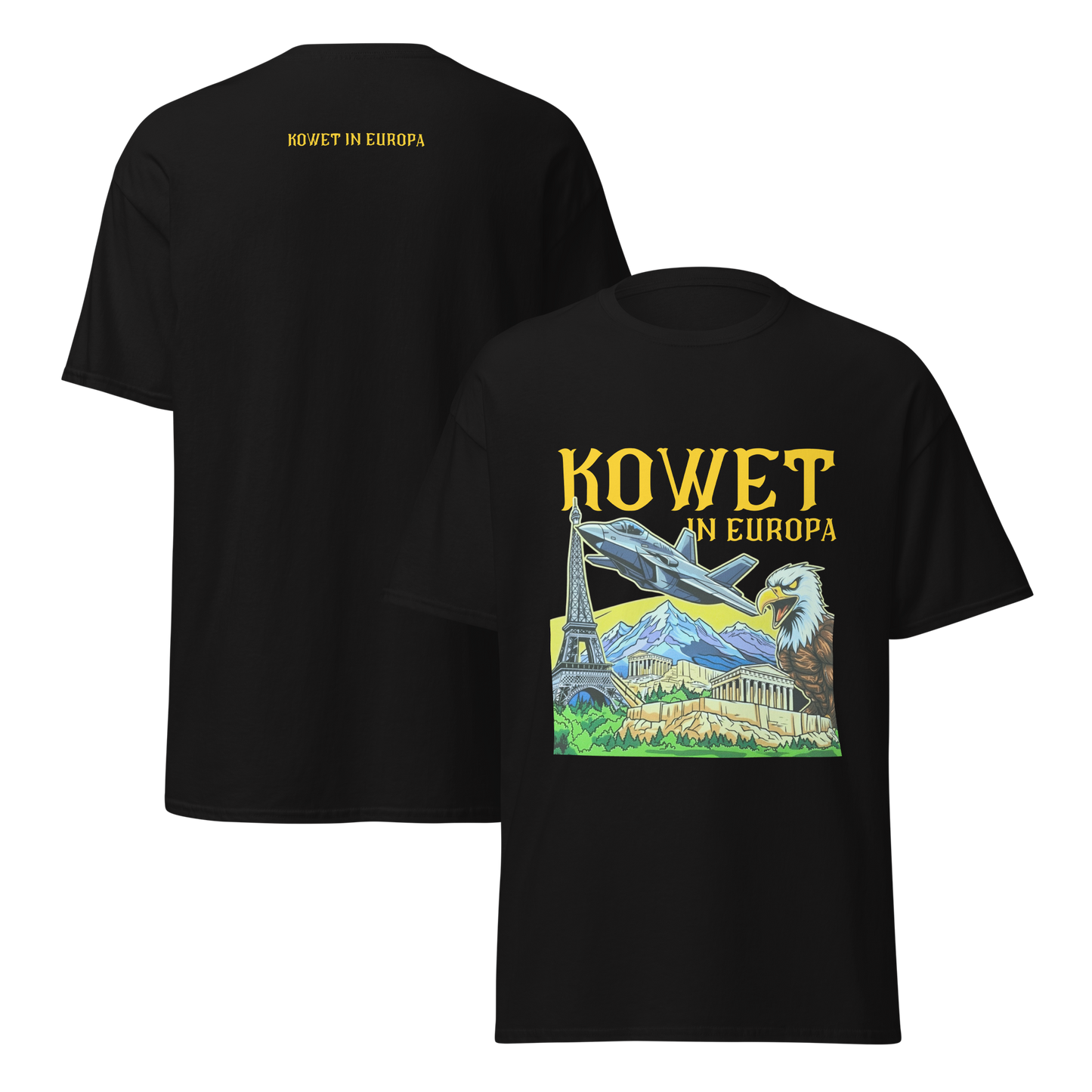KOWET IN EUROPA T-SHIRT BLACK FRONT & BACK