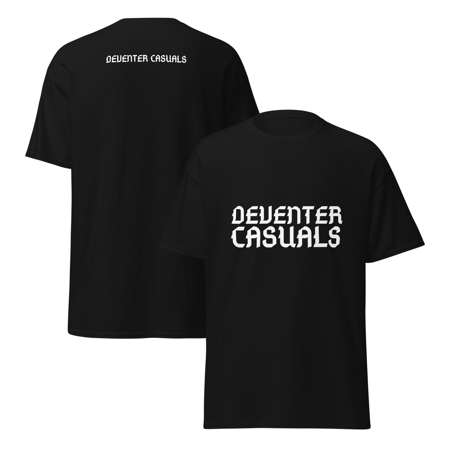 DEVENTER CASUALS T-SHIRT BLACK FRONT & BACK