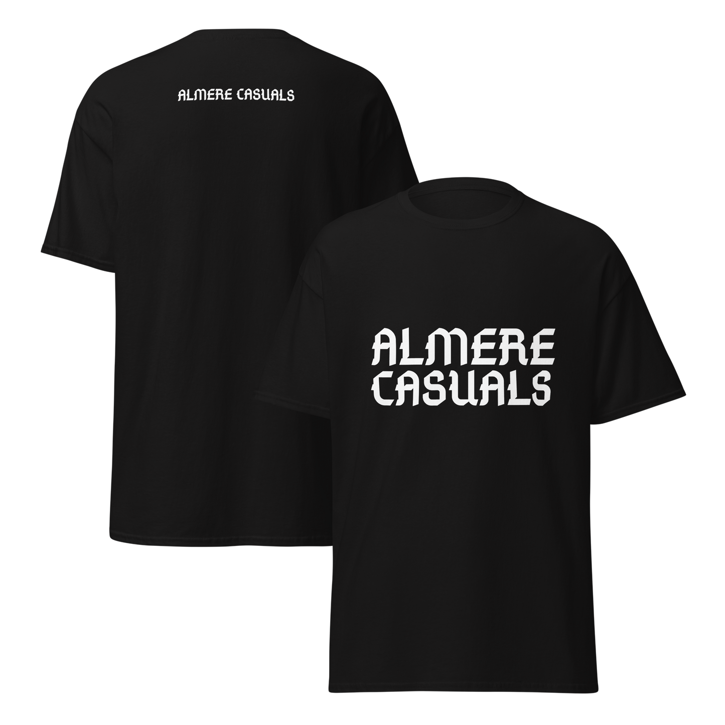 ALMERE CASUALS T-SHIRT BLACK FRONT & BACK