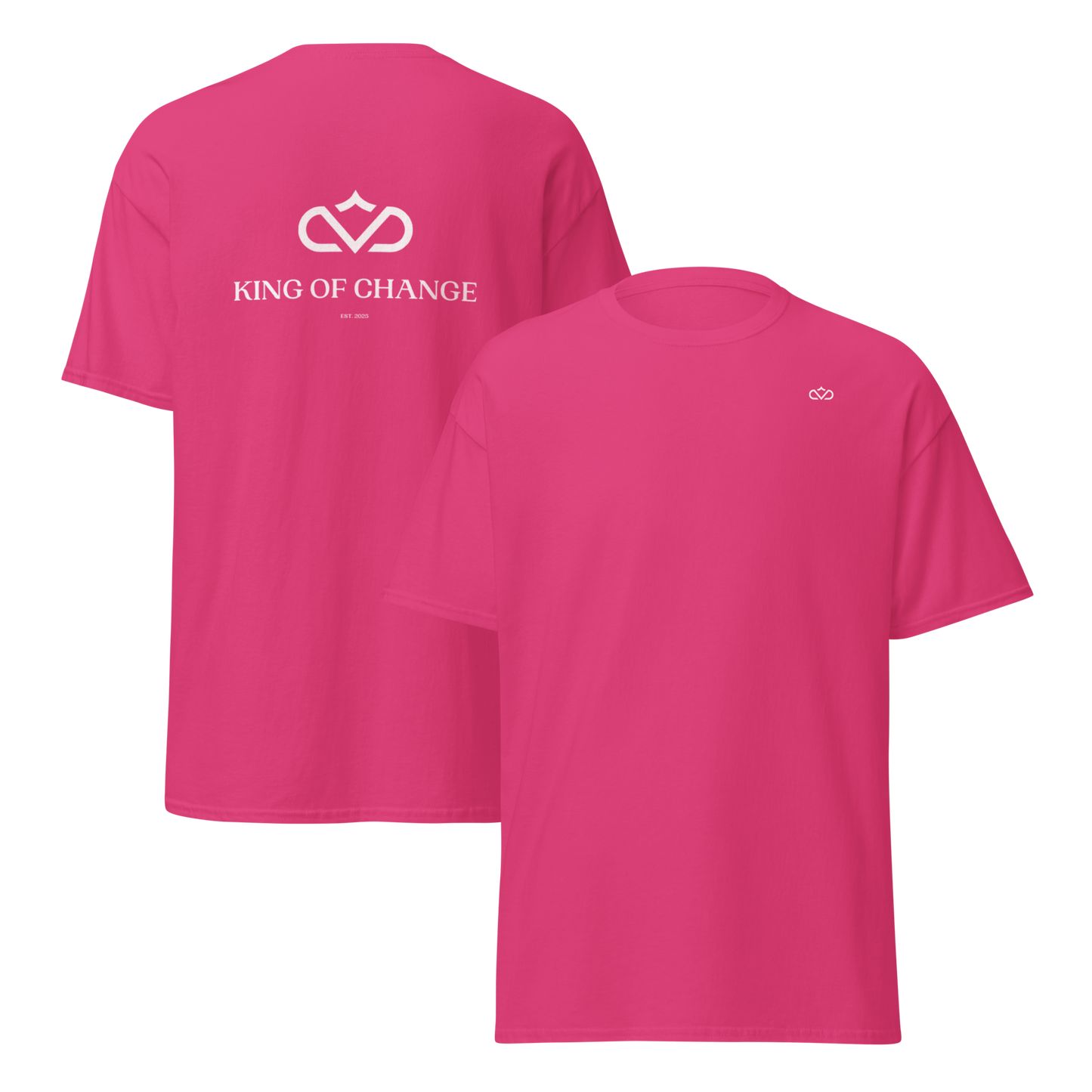 KING OF CHANGE ORIGINAL T-SHIRT PINK FRONT & BACK