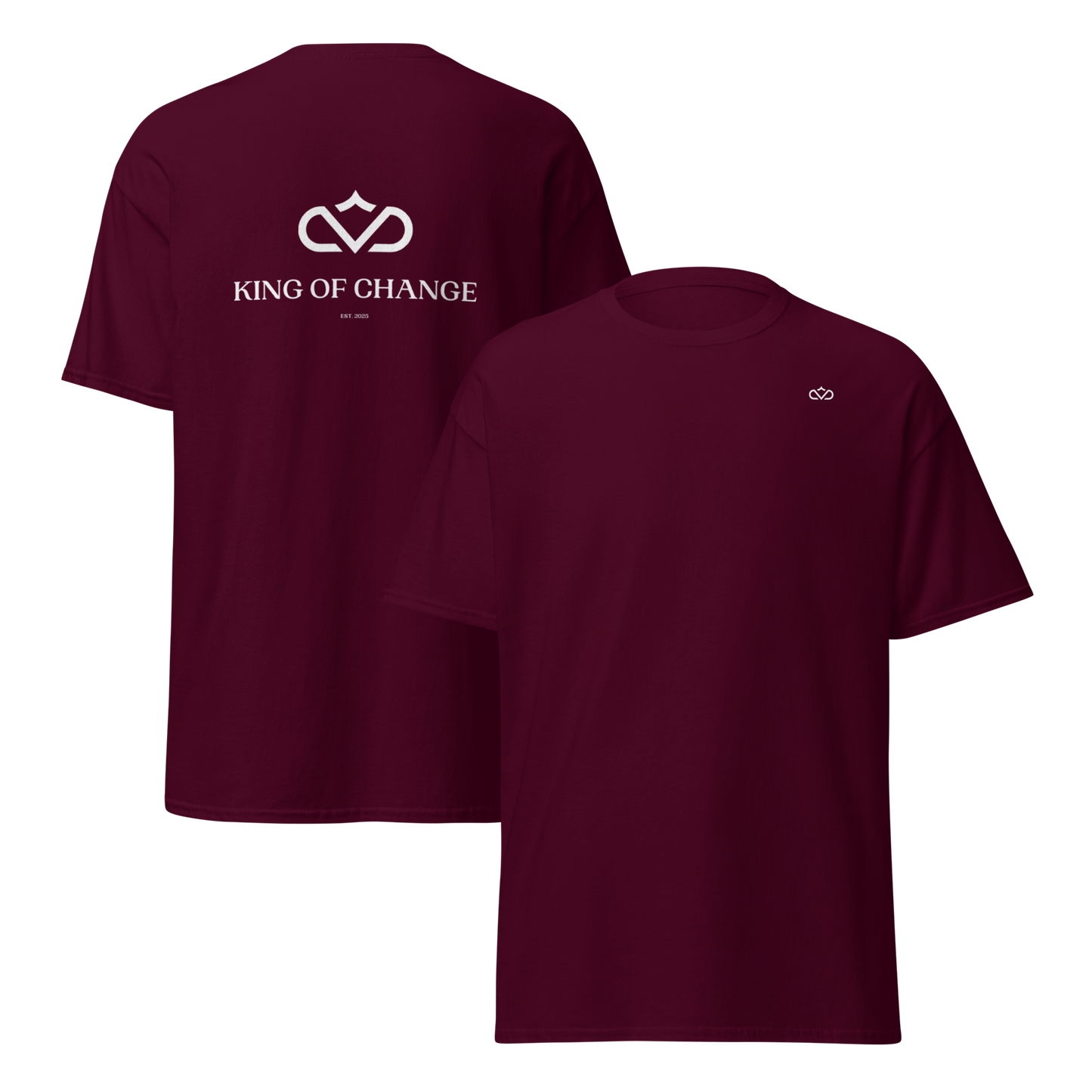 KING OF CHANGE ORIGINAL T-SHIRT MAROON FRONT & BACK