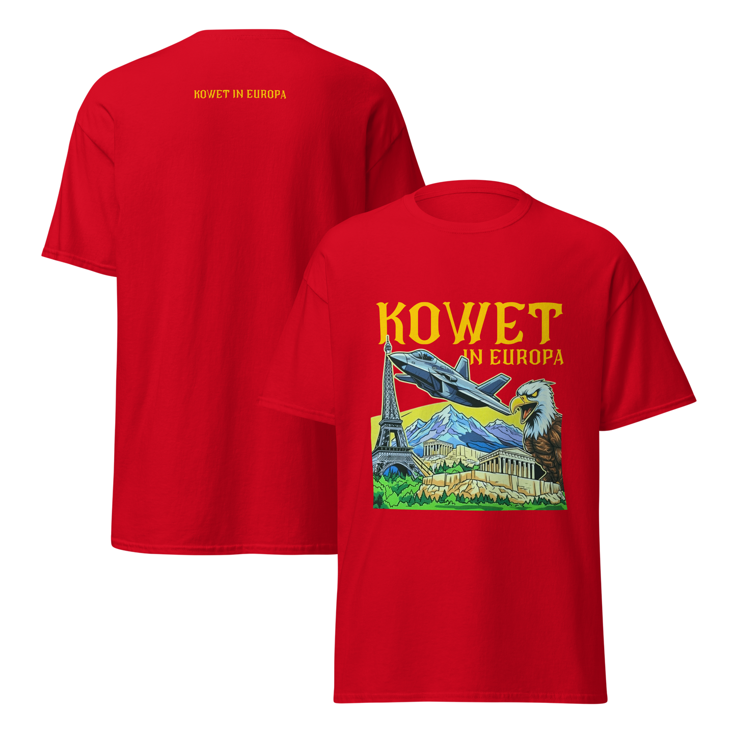 KOWET IN EUROPA T-SHIRT RED FRONT & BACK