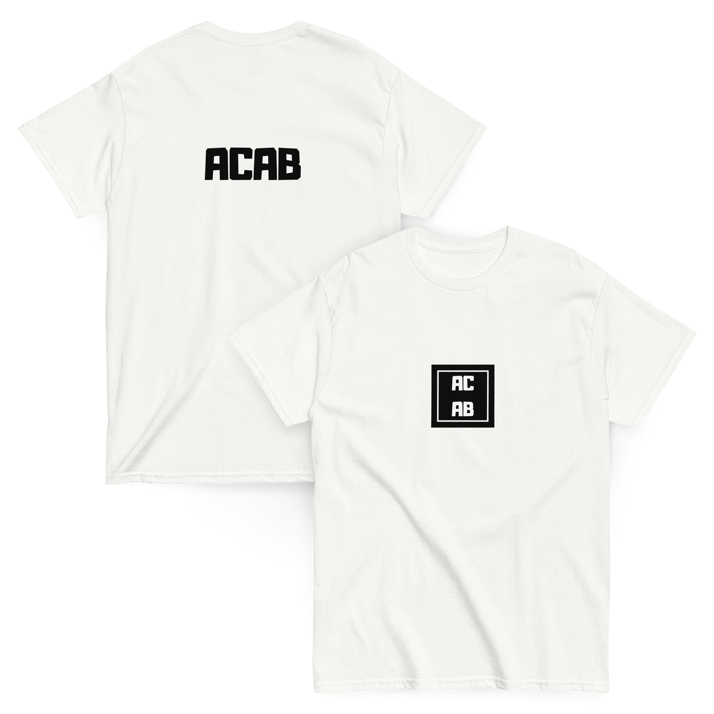 KING OF CHANGE ORIGINAL ACAB T-SHIRT WHITE FRONT & BACK