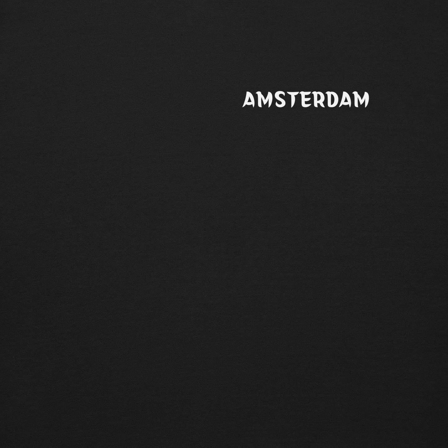 AMSTERDAM LEGACY SWEATER BLACK CLOSE UP CITY NAME