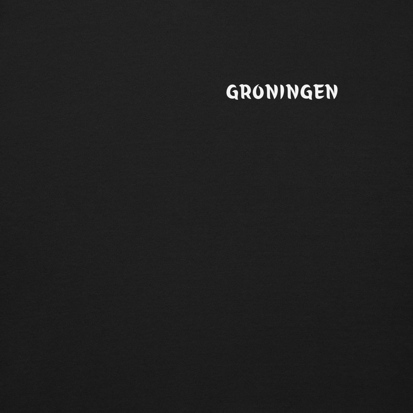 GRONINGEN LEGACY SWEATER BLACK CLOSE UP CITY NAME