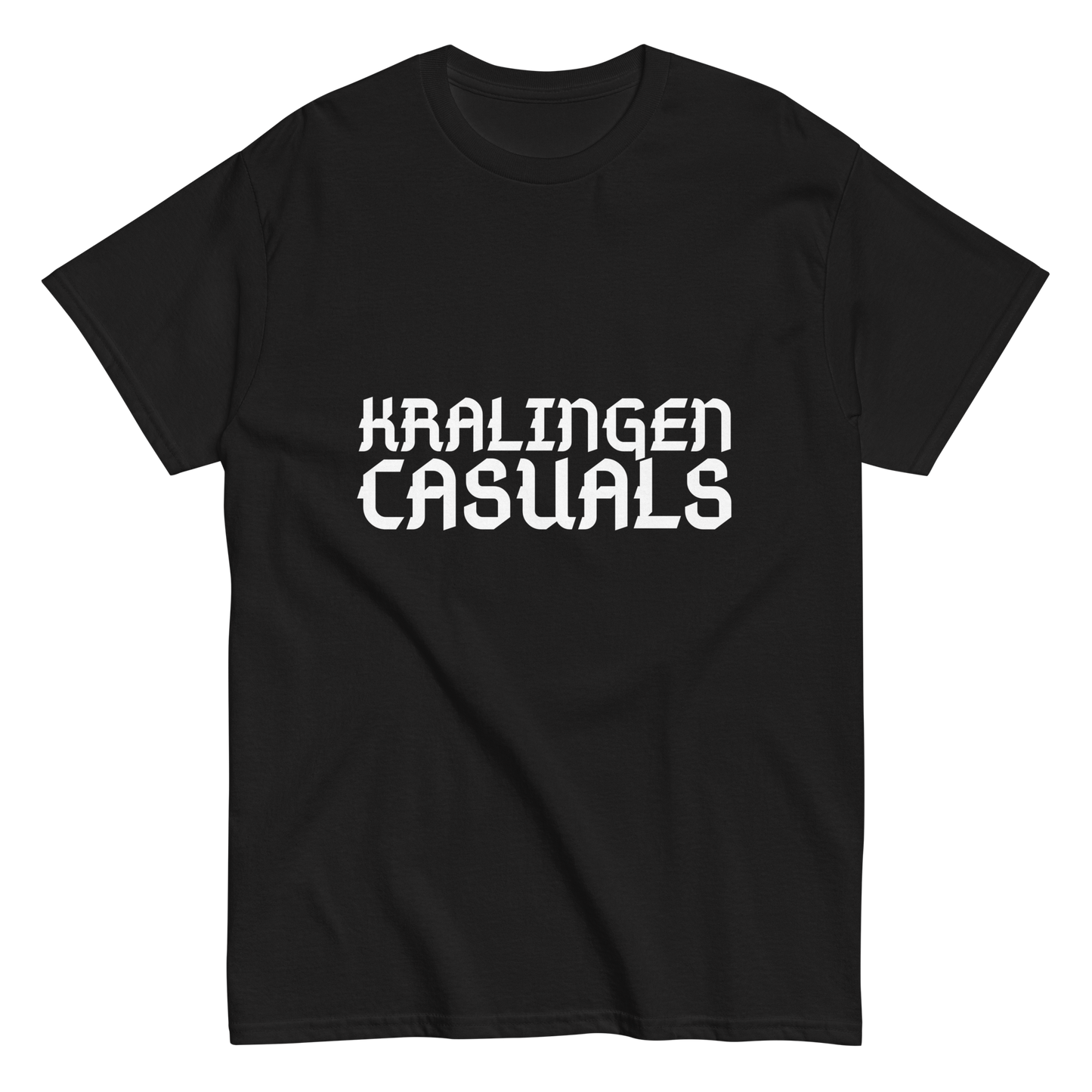 KRALINGEN CASUALS T-SHIRT BLACK FRONT
