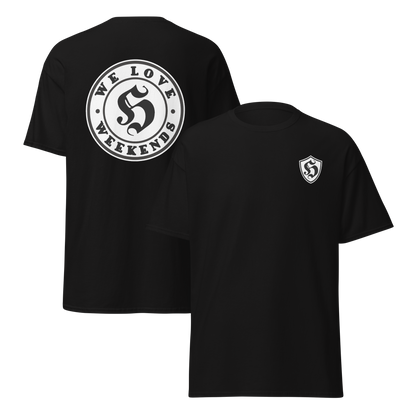 KING OF CHANGE ORIGINAL WE LOVE WEEKENDS T-SHIRT BLACK FRONT  & BACK