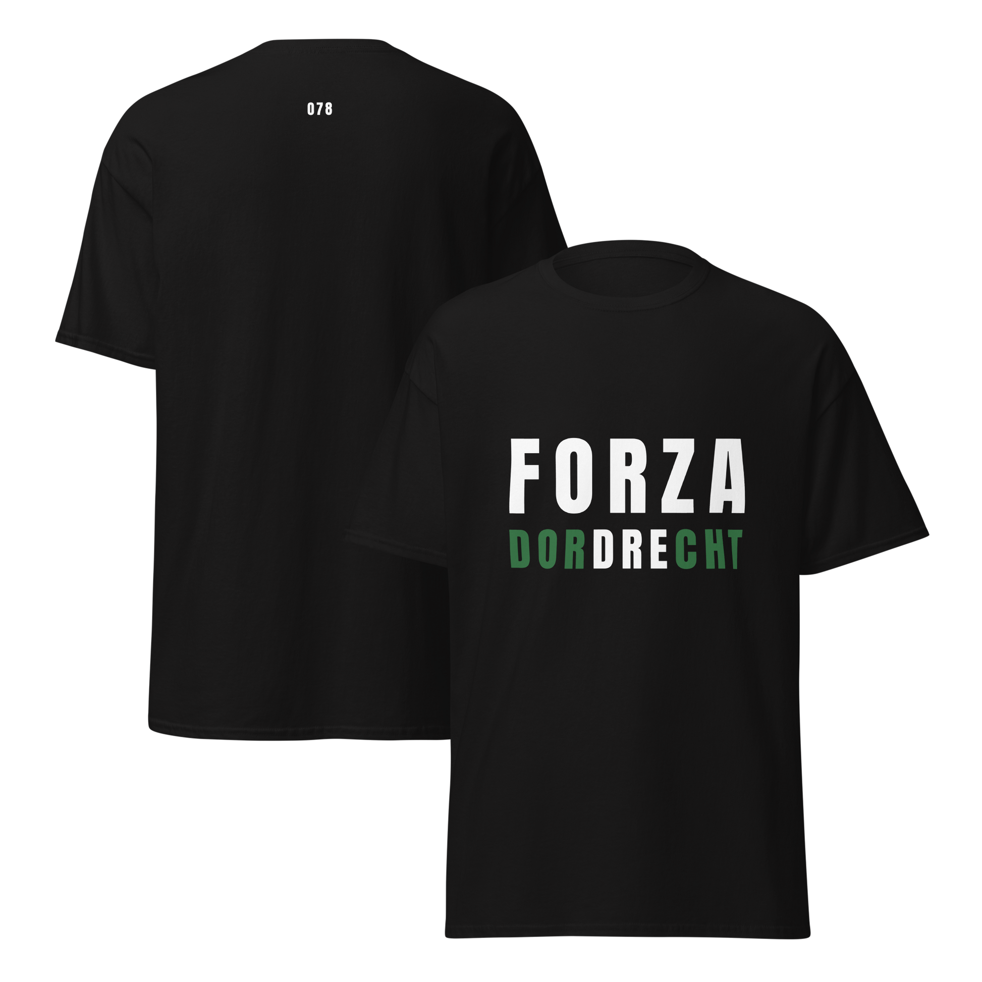 FORZA DORDRECHT T-SHIRT BLACK FRONT & BACK