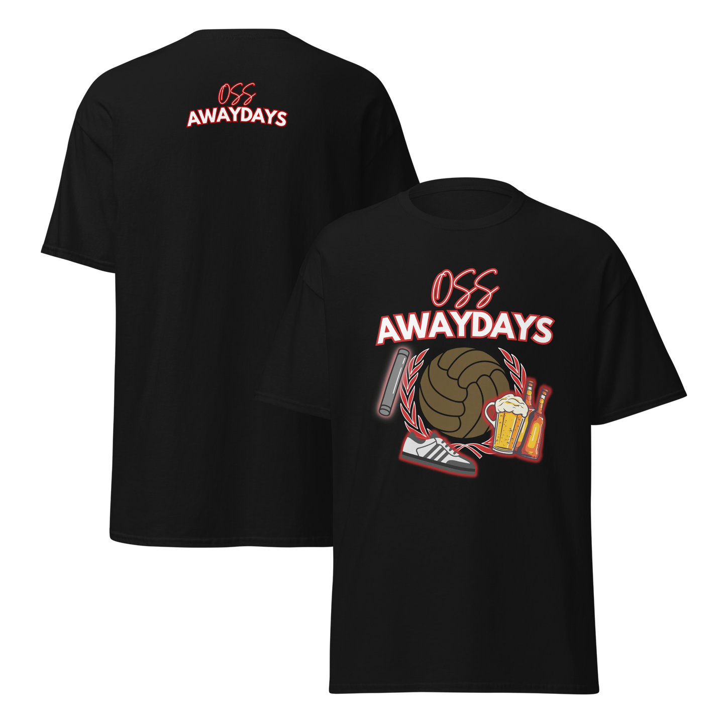 OSS AWAYDAYS T-SHIRT BLACK FRONT & BACK
