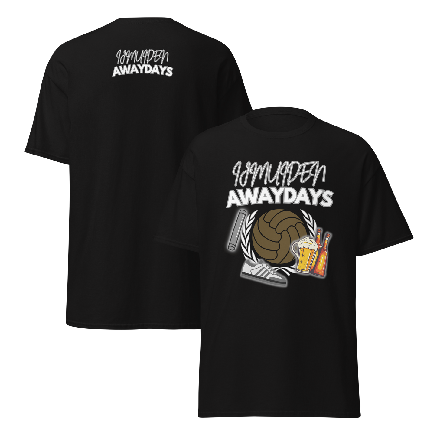 IJMUIDEN AWAYDAYS T-SHIRT BLACK FRONT & BACK