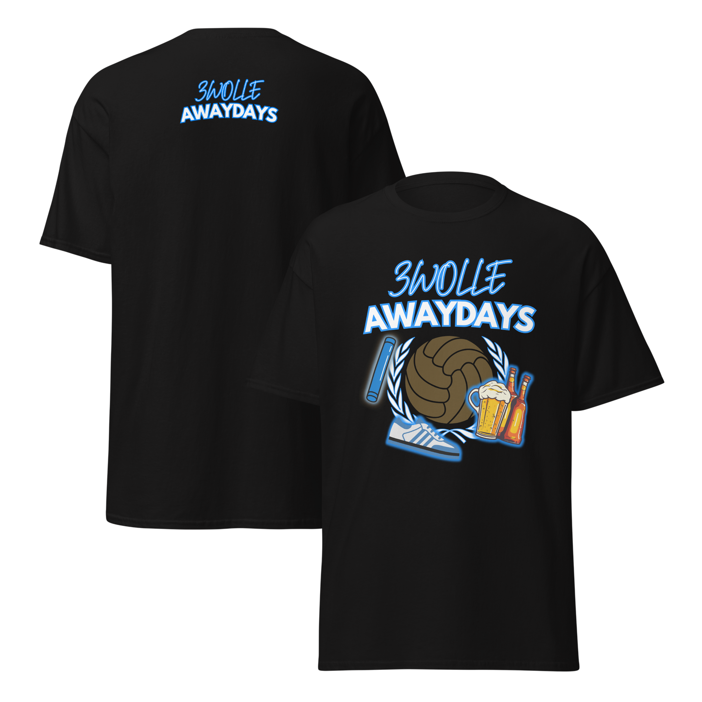 ZWOLLE AWAYDAYS T-SHIRT BLACK FRONT & BACK