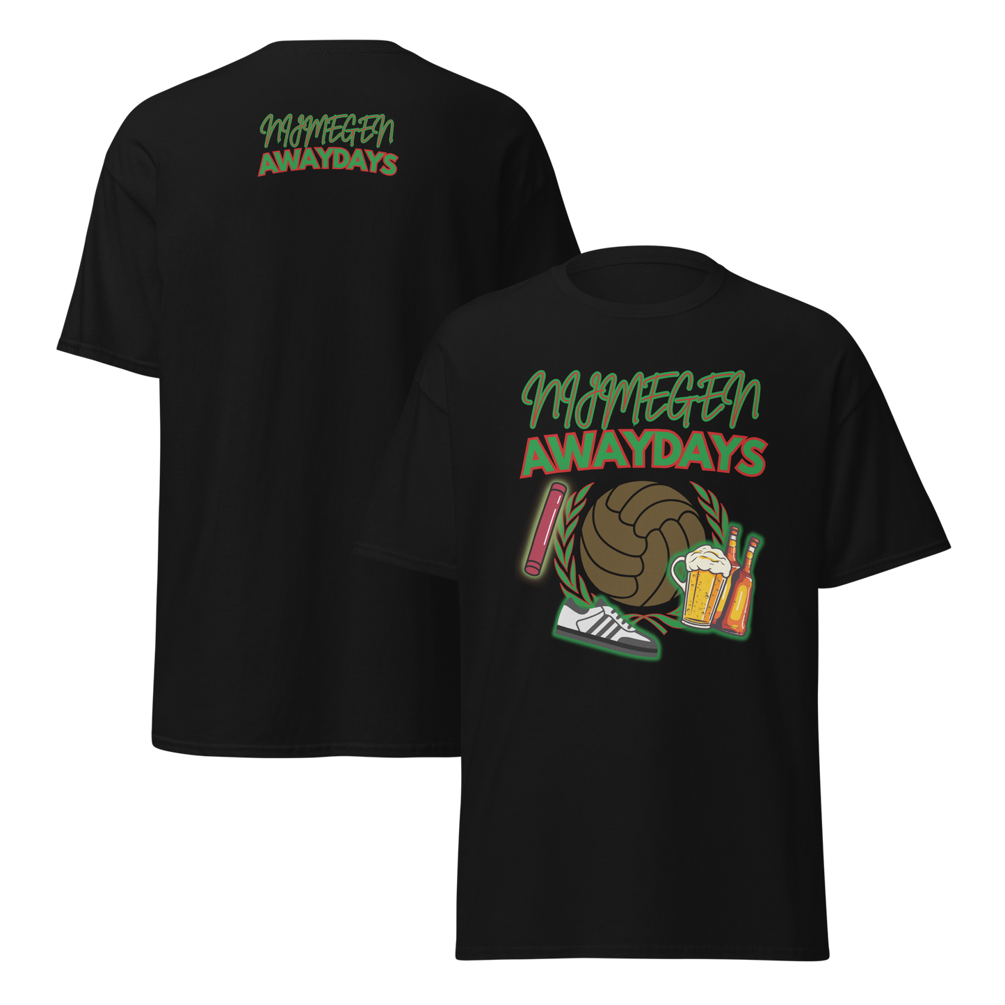 NIJMEGEN AWAYDAYS T-SHIRT BLACK FRONT & BACK