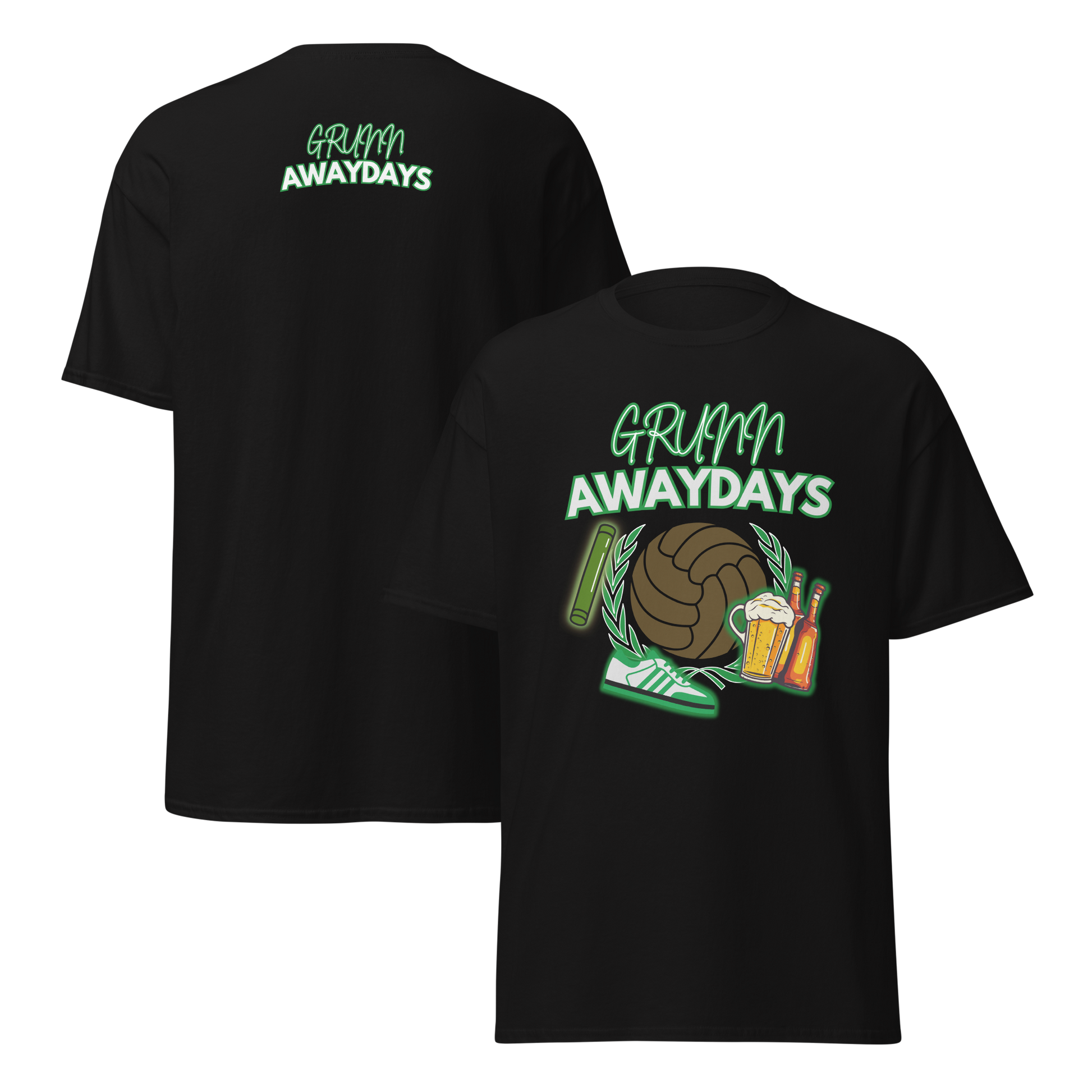 GRUNN AWAYDAYS T-SHIRT BLACK FRONT & BACK