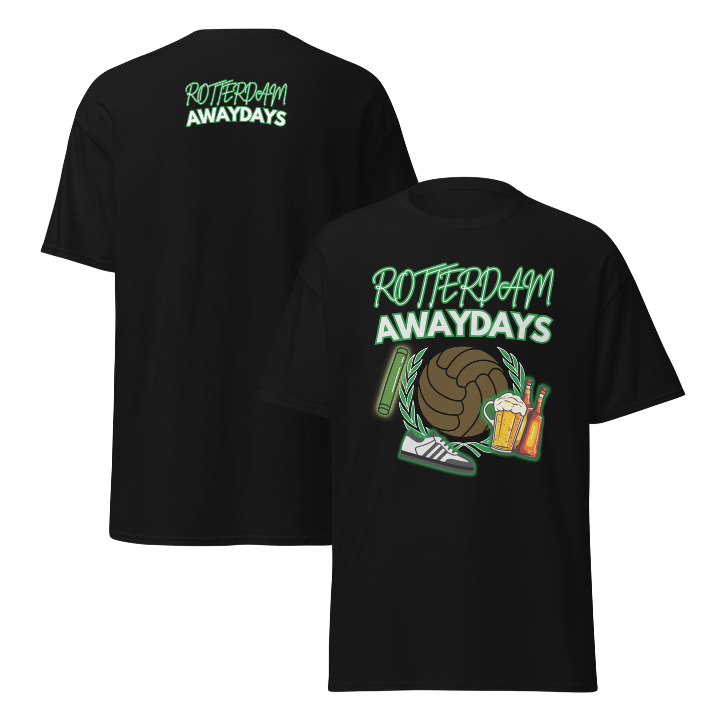 ROTTERDAM AWAYDAYS T-SHIRT BLACK FRONT & BACK