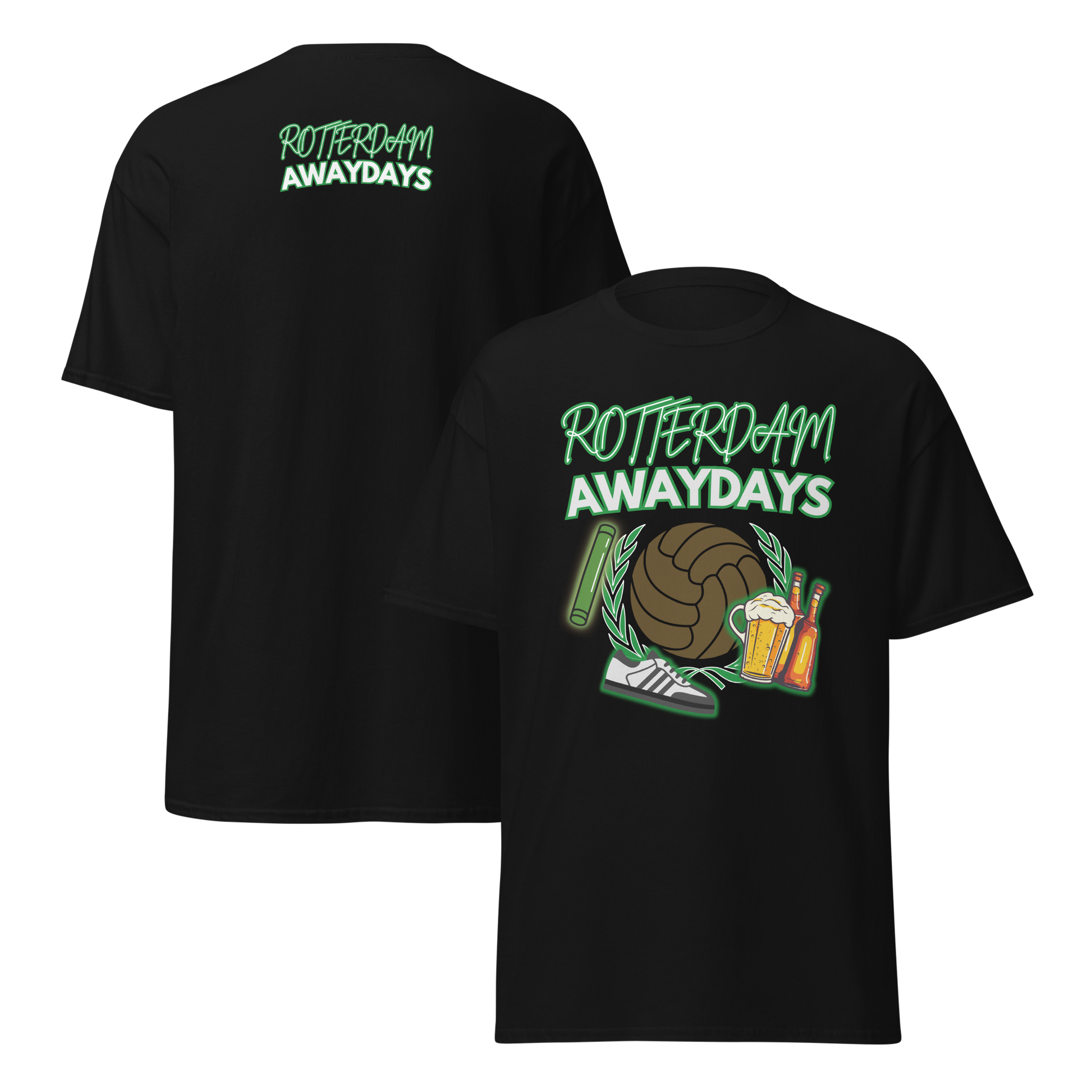 ROTTERDAM AWAYDAYS T-SHIRT BLACK FRONT & BACK