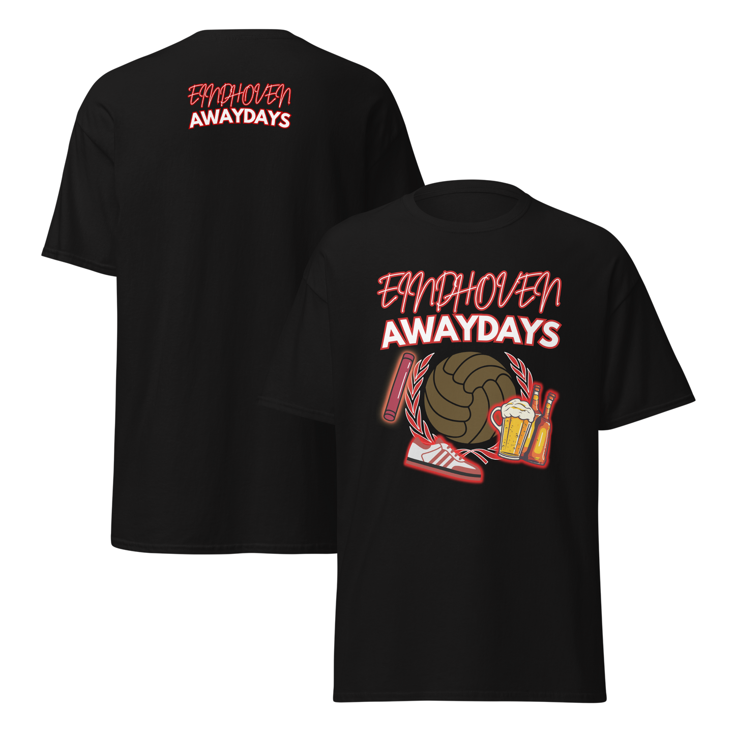 EINDHOVEN AWAYDAYS T-SHIRT BLACK FRONT & BACK
