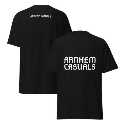 ARNHEM CASUALS T-SHIRT BLACK FRONT & BACK
