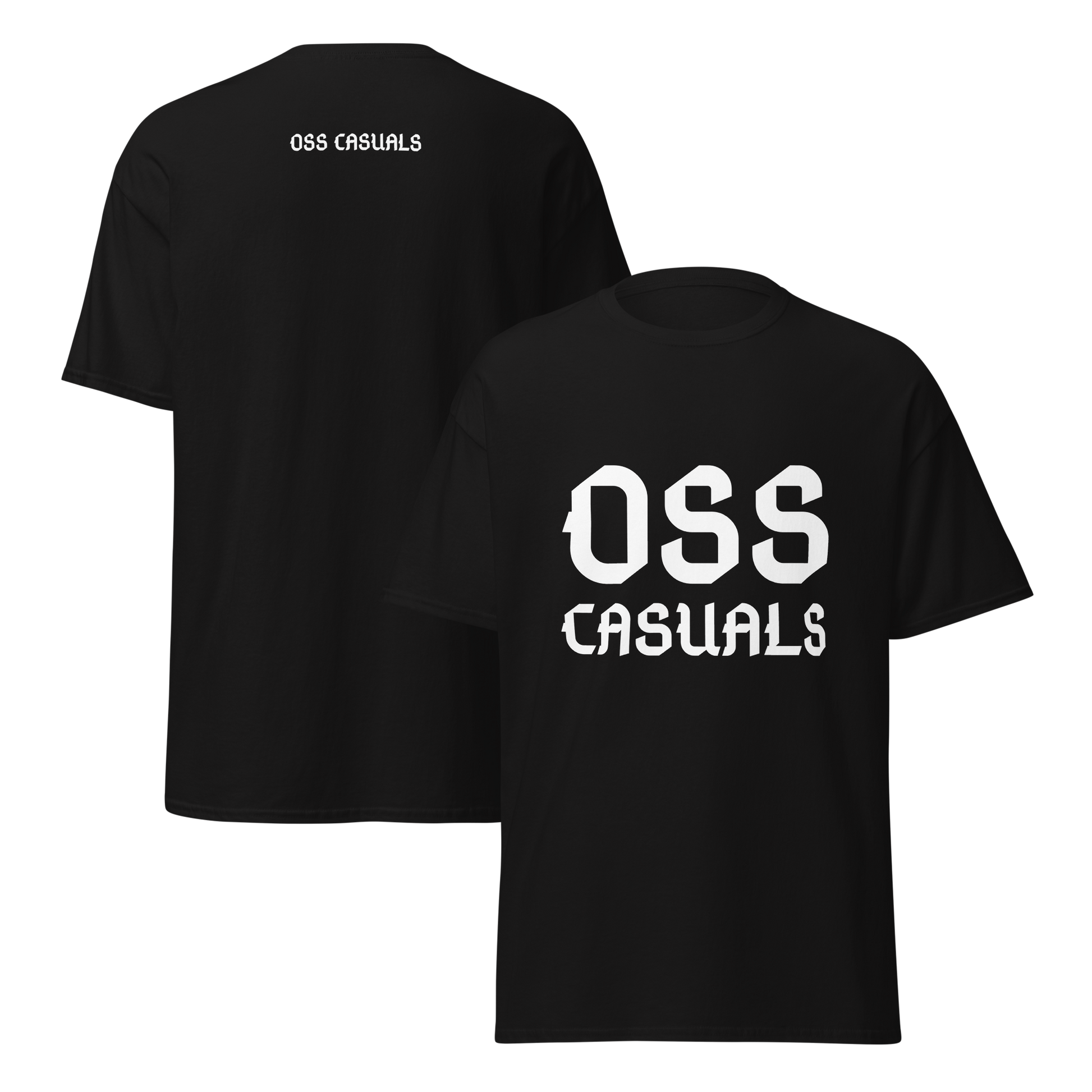 OSS CASUALS T-SHIRT BLACK FRONT & BACK