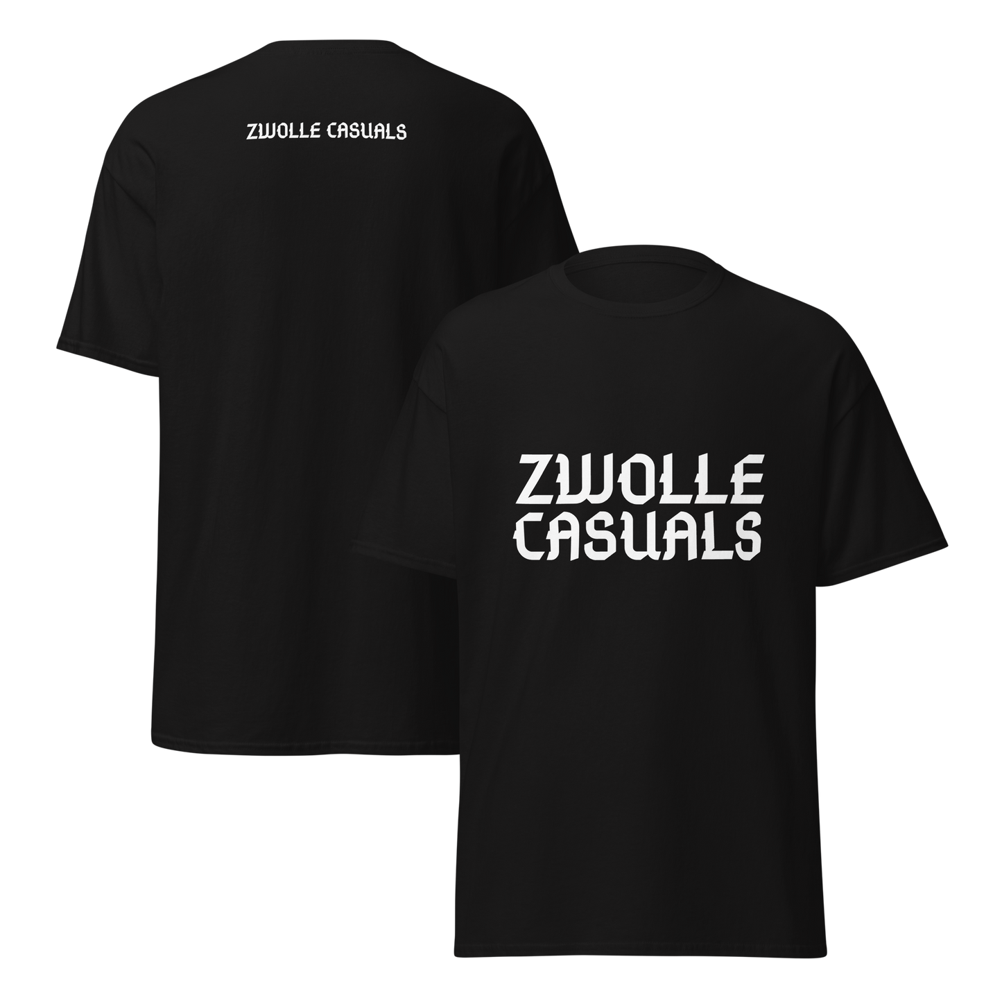 ZWOLLE CASUALS T-SHIRT BLACK FRONT & BACK