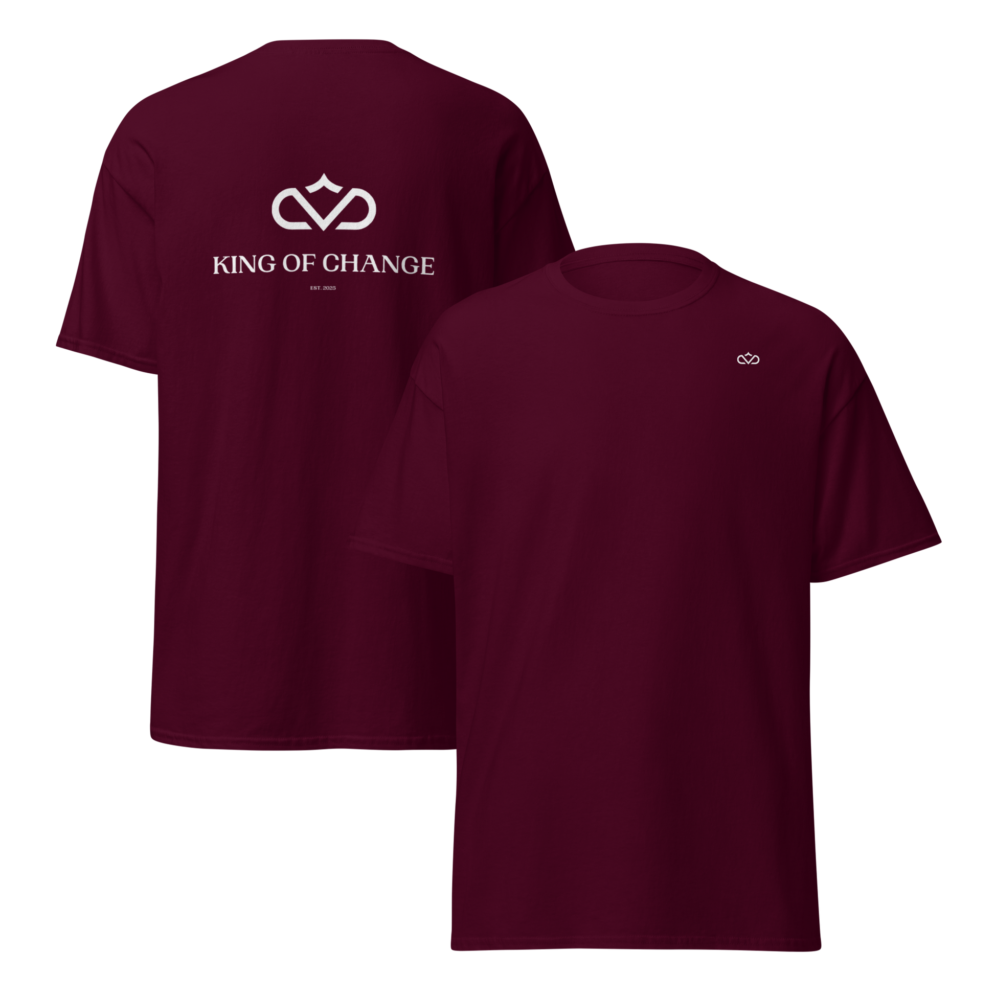 KING OF CHANGE ORIGINAL T-SHIRT MAROON FRONT & BACK