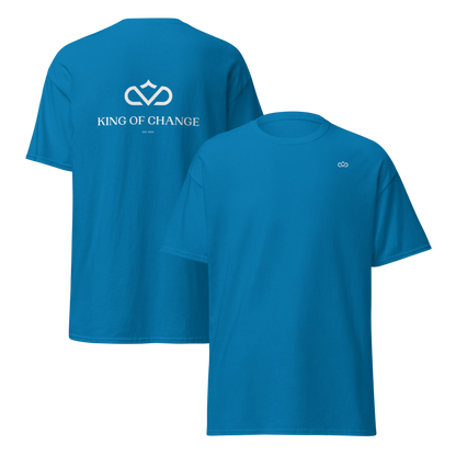 KING OF CHANGE ORIGINAL T-SHIRT SAPPHIRE BLUE FRONT & BACK