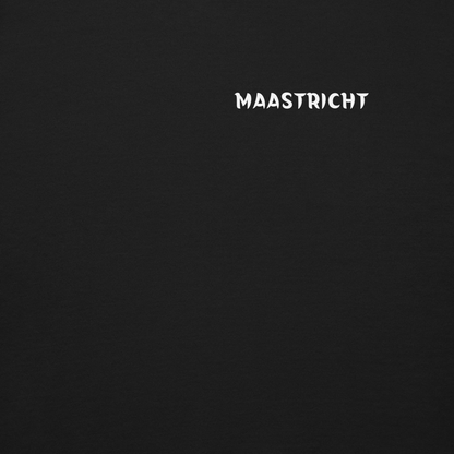 MAASTRICHT LEGACY SWEATER BLACK CLOSE UP CITY NAME