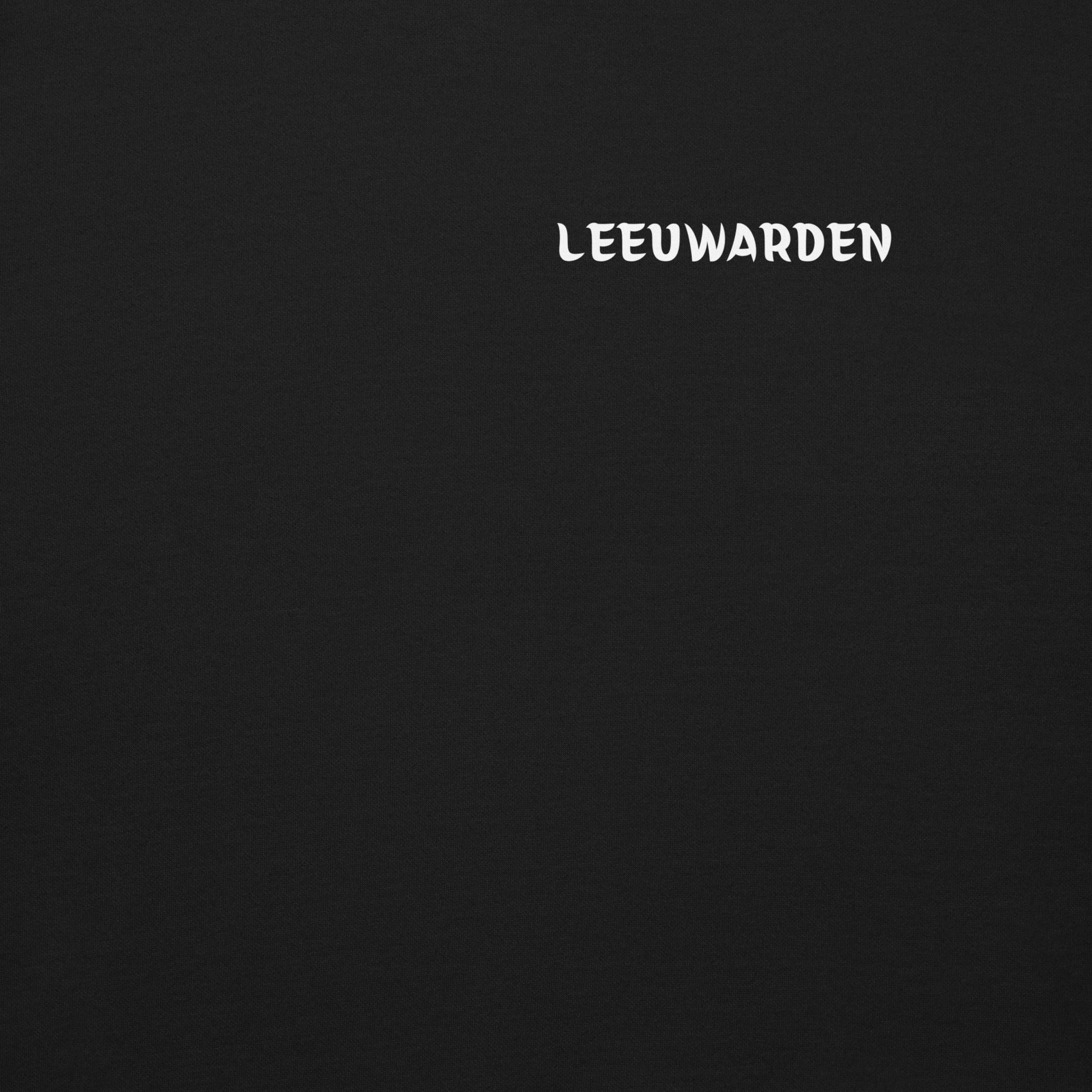 LEEUWARDEN LEGACY SWEATER BLACK CLOSE UP CITY NAME