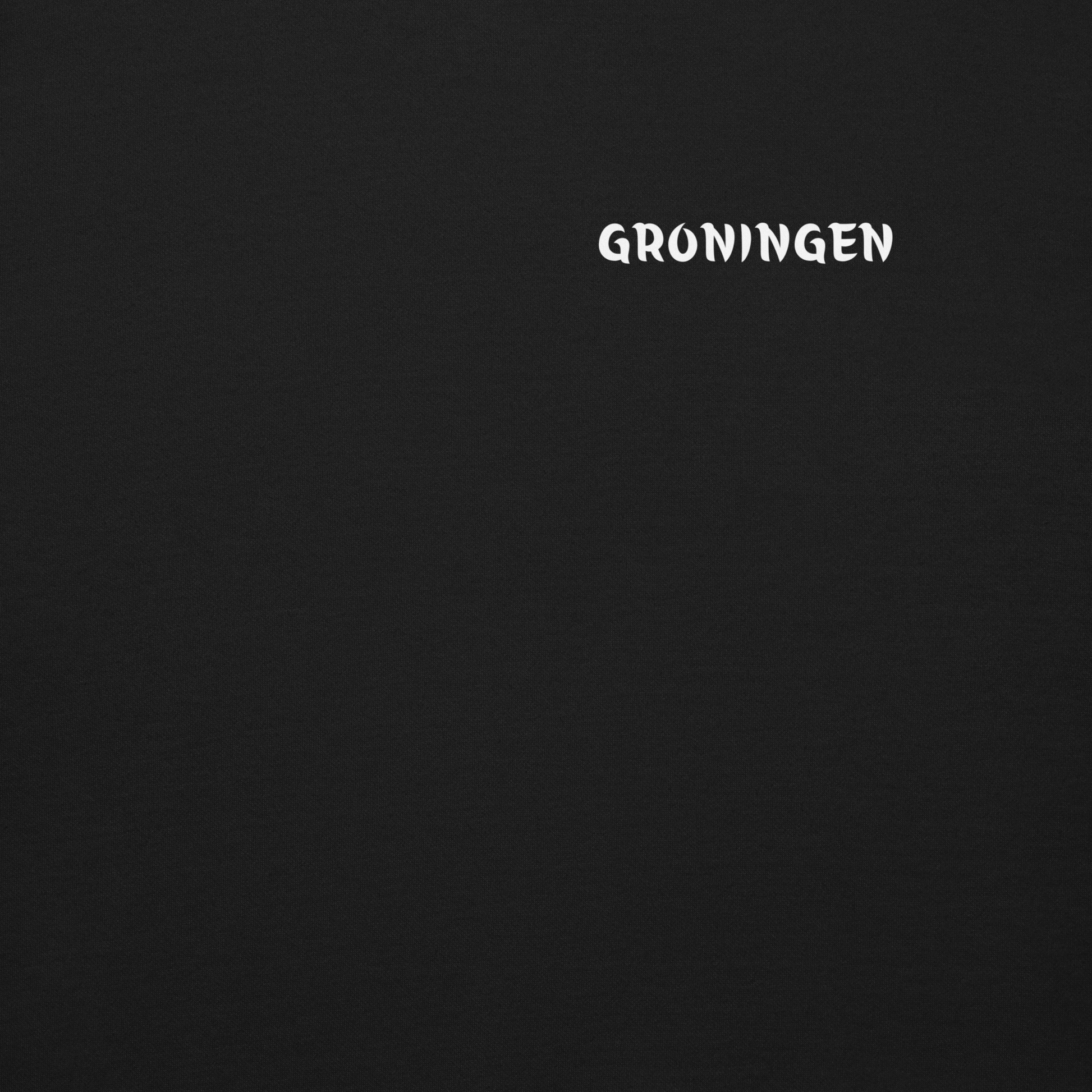 GRONINGEN LEGACY SWEATER BLACK CLOSE UP CITY NAME